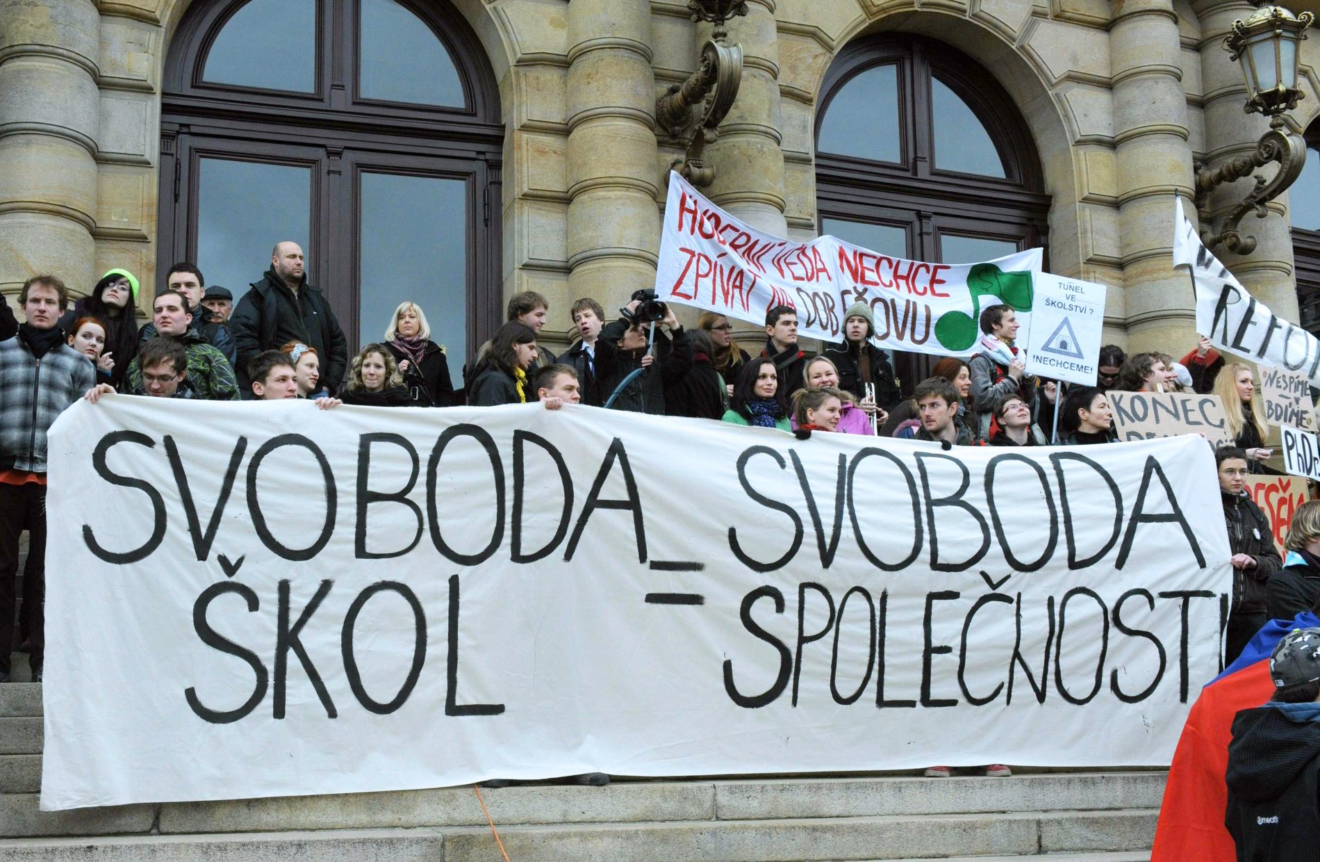 Protesty vysokoškoláků proti reformám ministra Josefa Dobeše