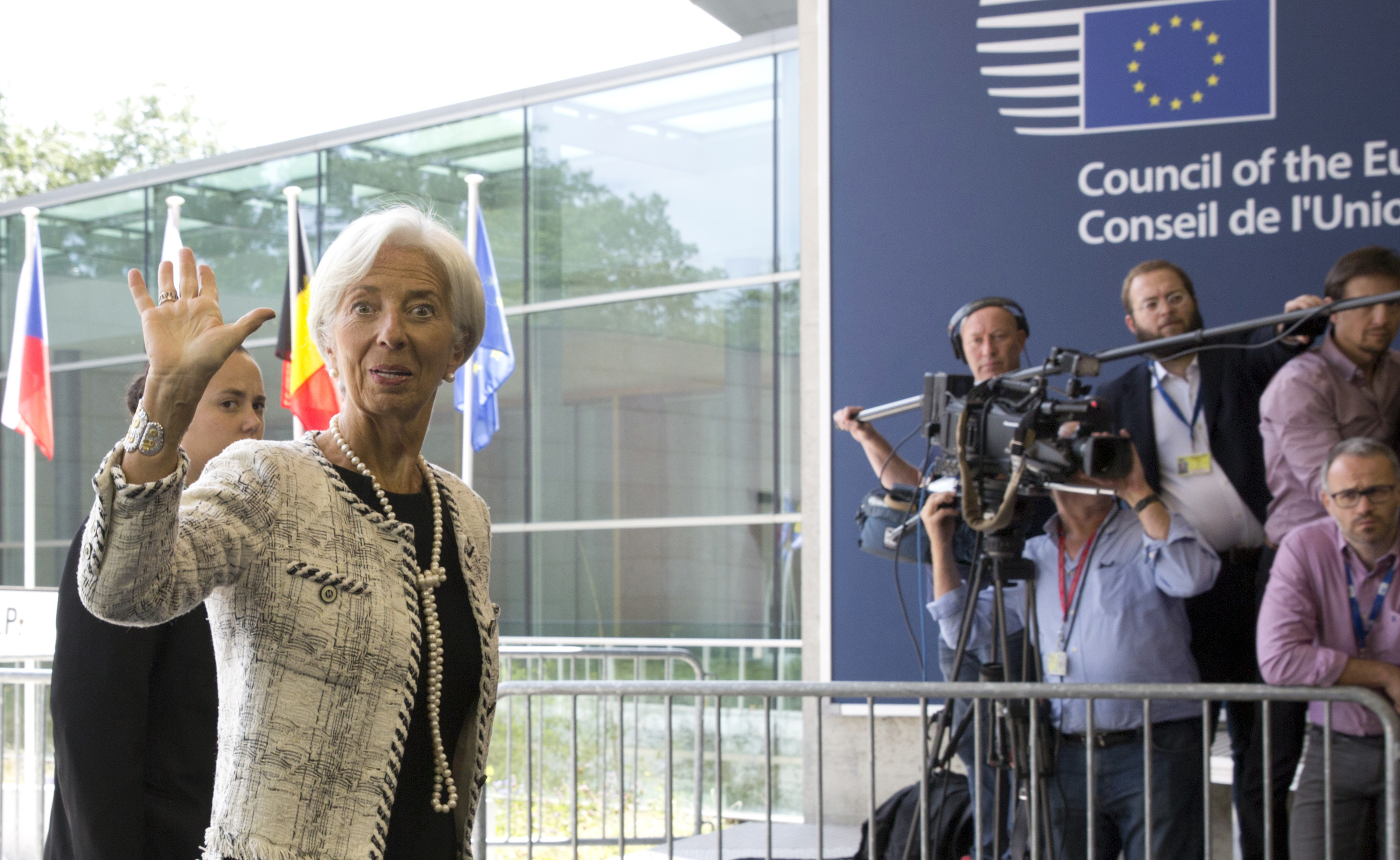 Šéfka MMF Christine Lagarde přijíždí na schůzku euroministrů financí o Řecku