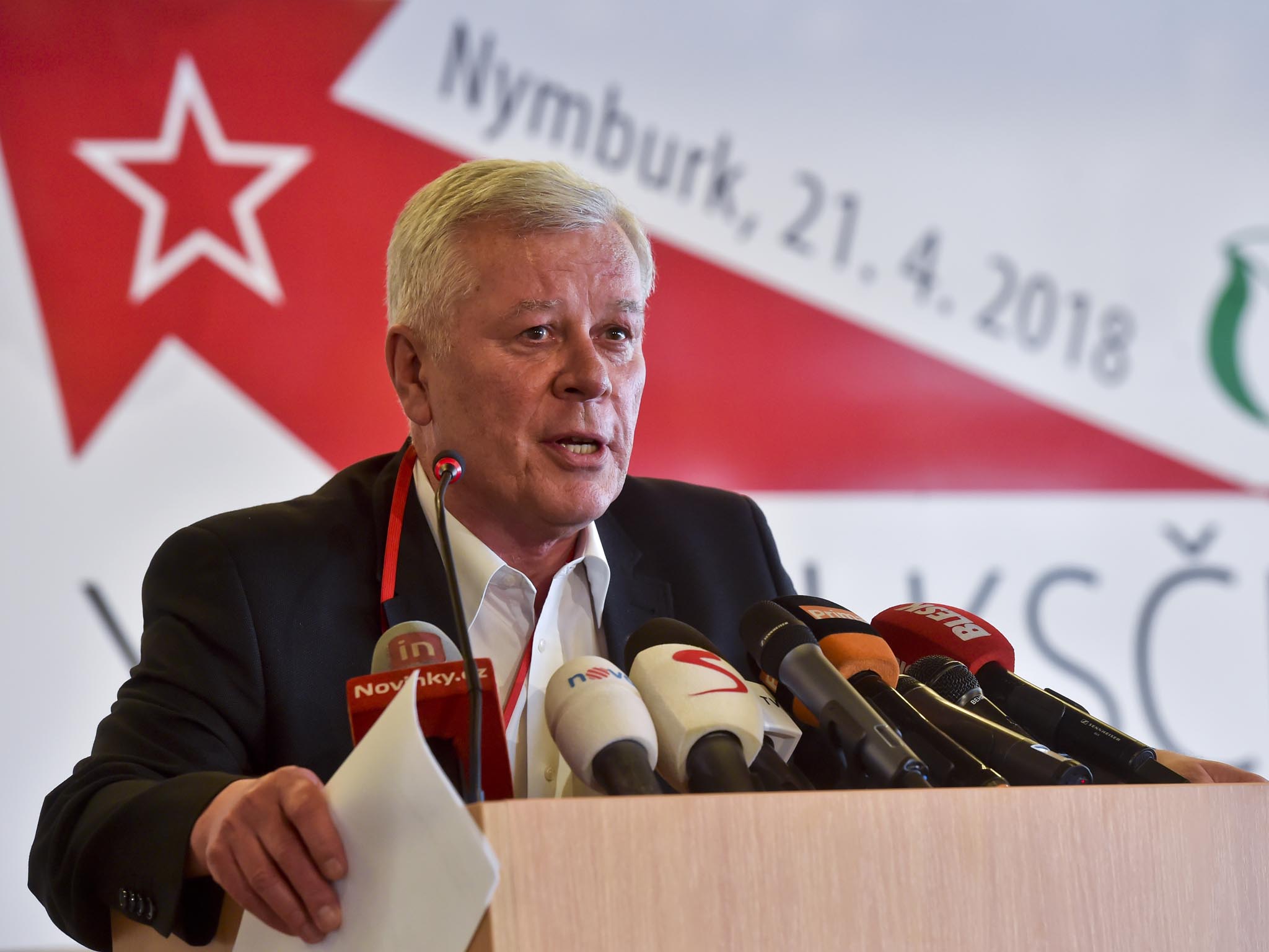 Josef Skála na mimořádném sjezdu KSČM, 2018