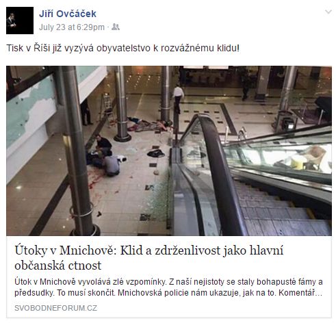 Z facebookového profilu Jiřího Ovčáčka