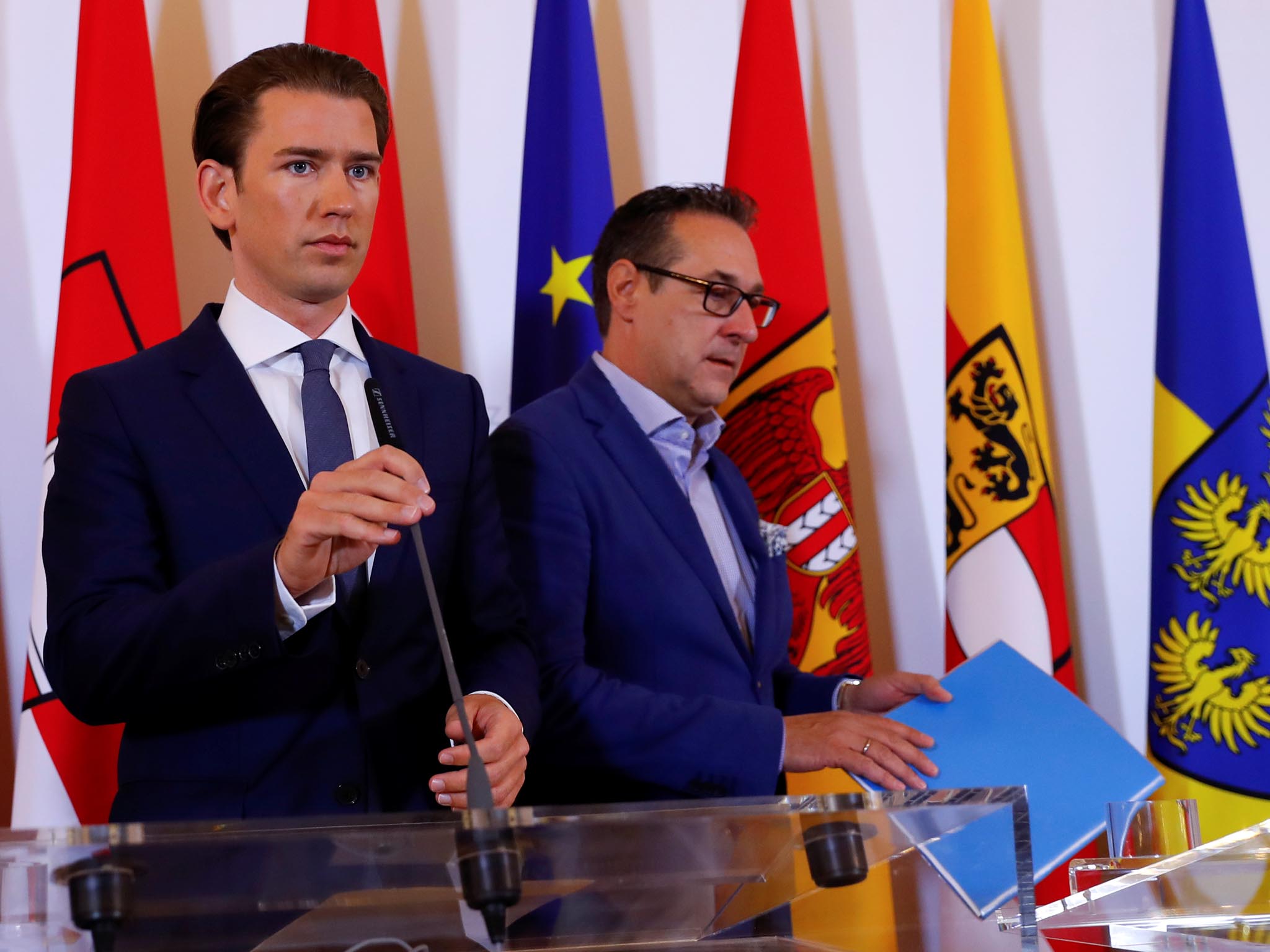 Kancléř Sebastian Kurz  a vicekancléř Heinz-Christian Strache, 2019