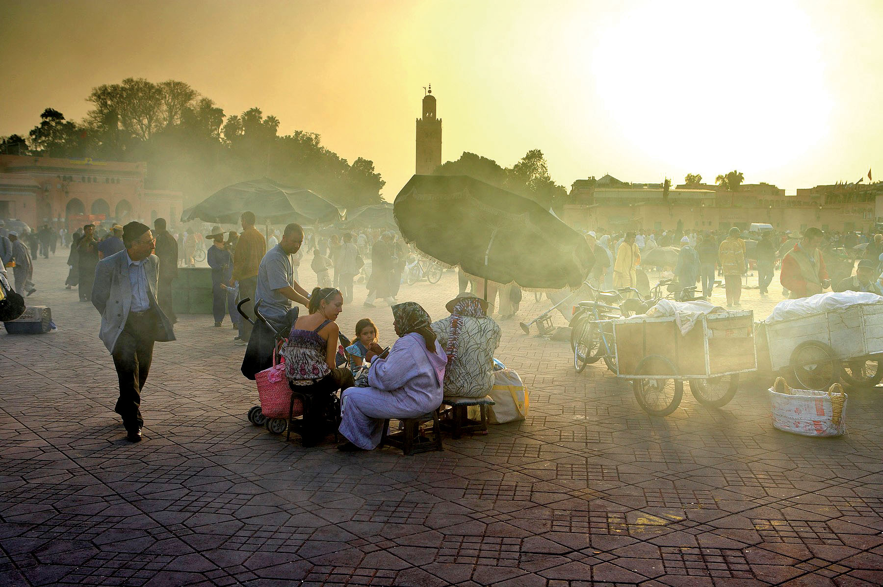 smoke from the barbecues drifting across the Place Jemaa-el-Fna, Marrakech, Morocco, Image: 120816989, License: Rights-managed, Restrictions: , Model Release: no, Credit line: Profimedia, Alamy