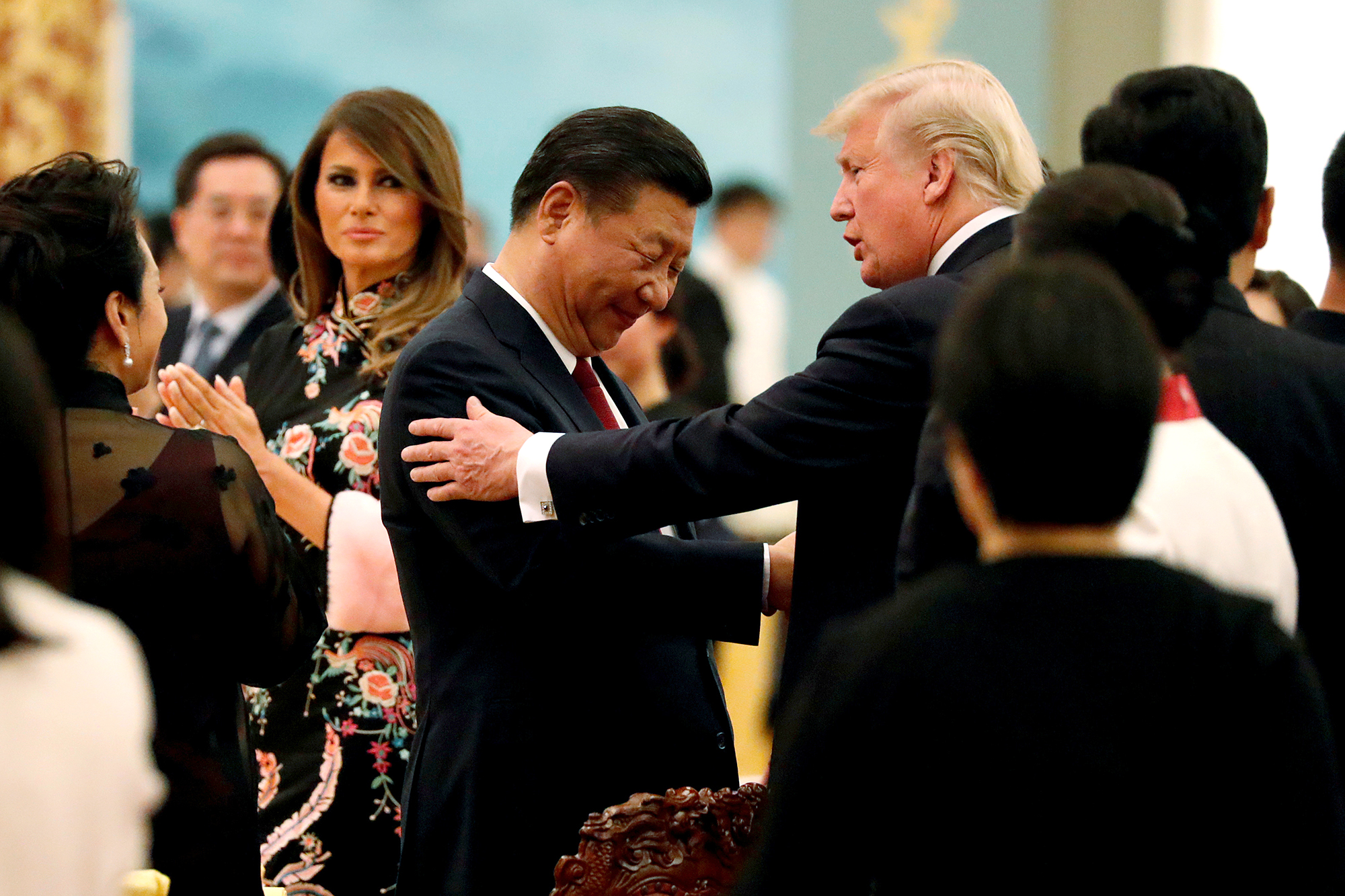 Čínský prezident vítá Donalda Trumpa na státní večeři