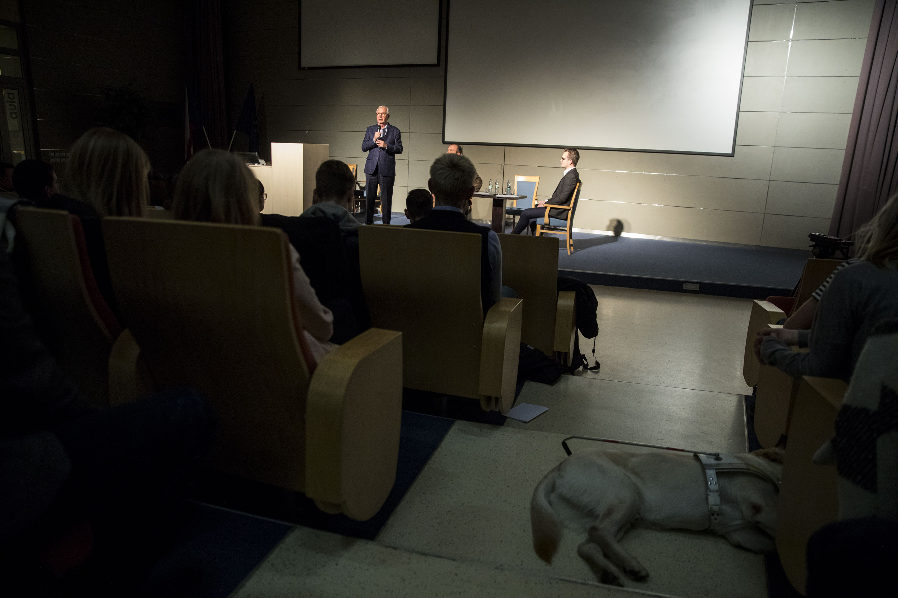 Debata Jiřího Drahoše na univerzitě v Olomouci.