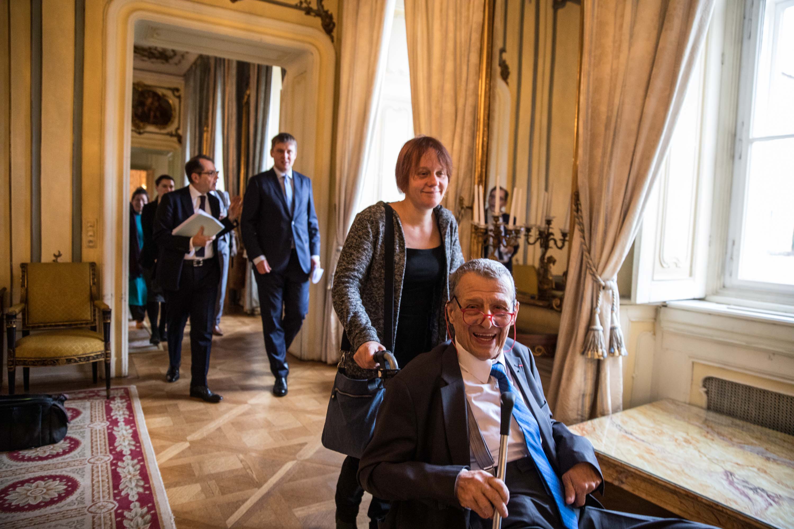 Saša Uhlová a Petr Uhl na výročí snídaně disidentů s Francoisem Mitterrandem, 11. prosinec 2018