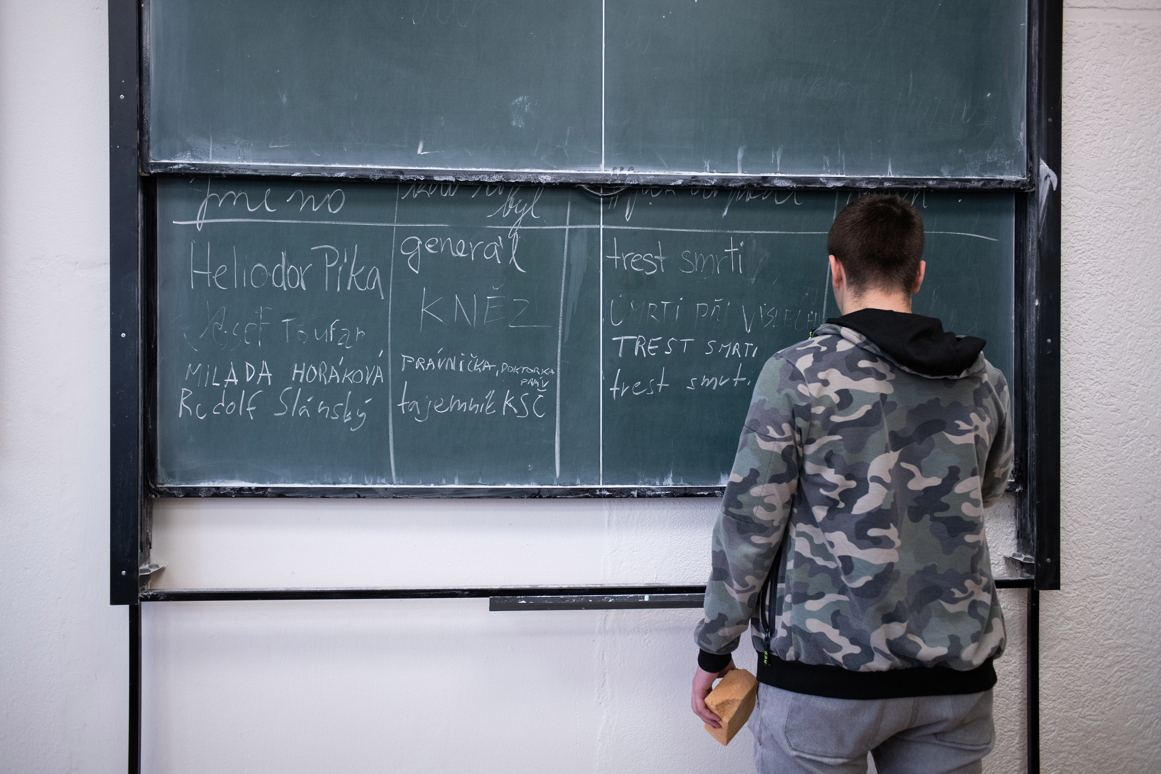Výuka dějepisu na učňáku v Hostivaři, červen 2018
