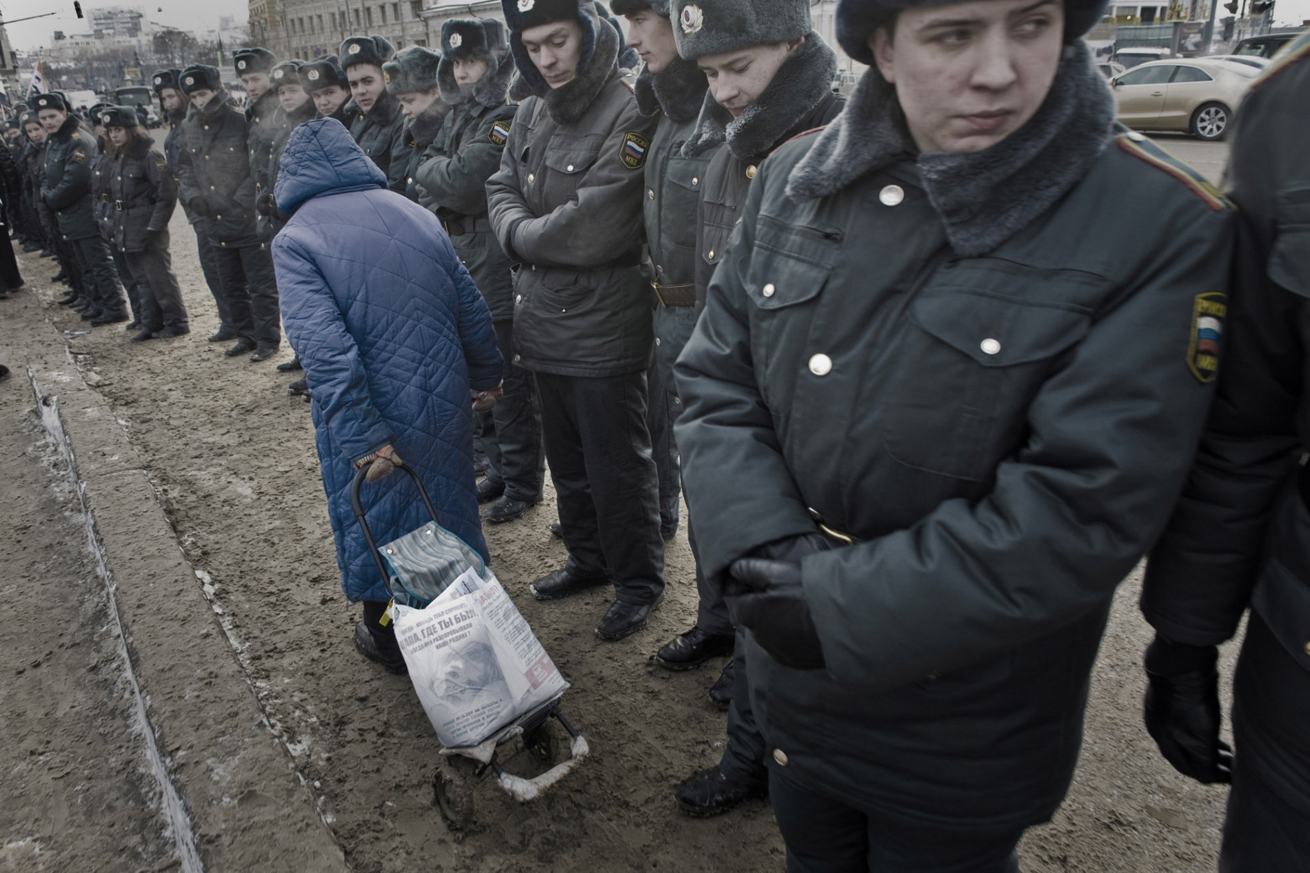 Demonstrace v Moskvě vyjadřující nesouhlas s návratem Vladimíra Putina k moci, únor, 2012