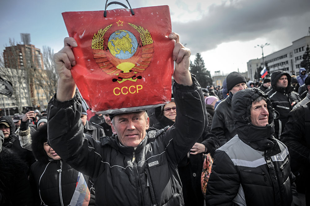 Tohle chceme. (Proruská demonstrace v Doněcku)