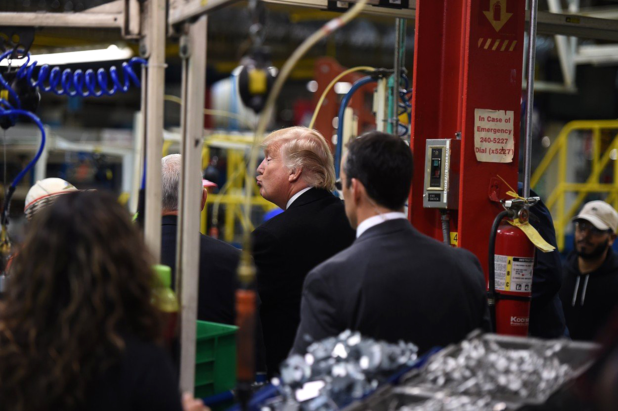 Donald Trump na návštěvě ve firmě Carrier, 2016