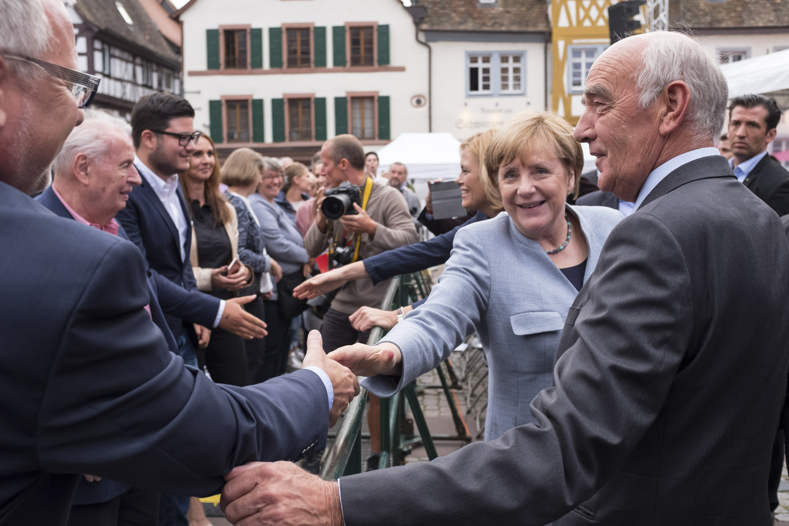 Angela Merkel na mítinku CDU ve městě Neustadt an der Weinstrasse 