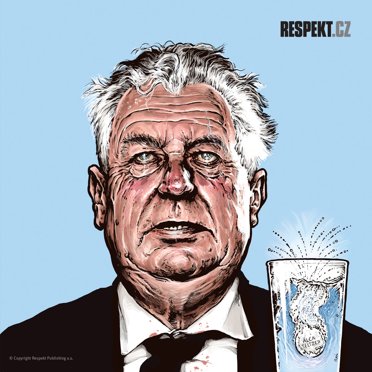 Zeman - karikatura - Respekt