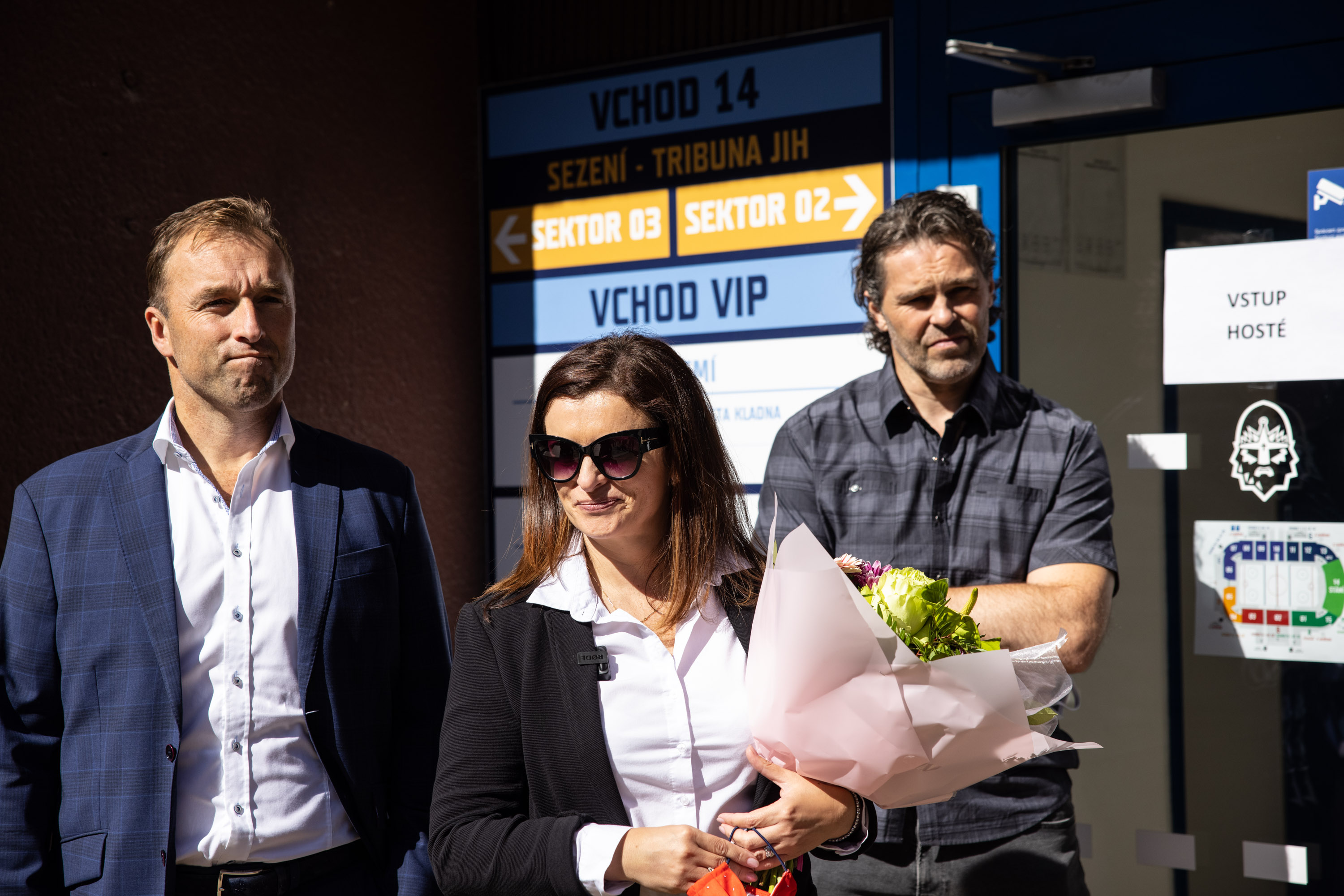 Návštěva ČEZ zimního stadionu Kladno za účasti ředitele Národní sportovní agentury Milana Hniličky a hokejisty Jaromíra Jágra.