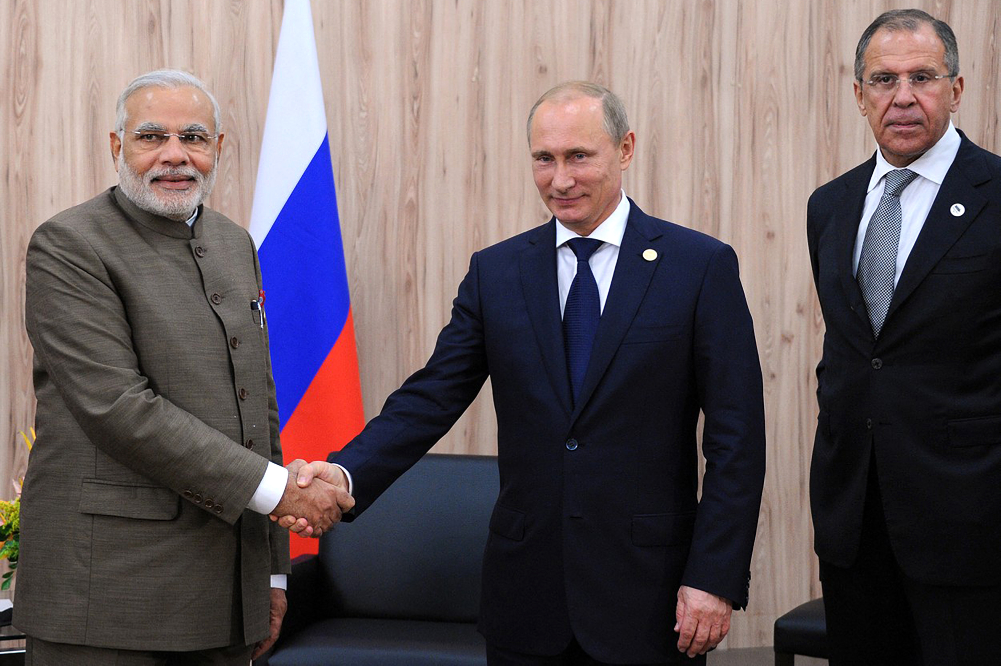 Indický premiér Naréndra Módí a Vladimir Putin