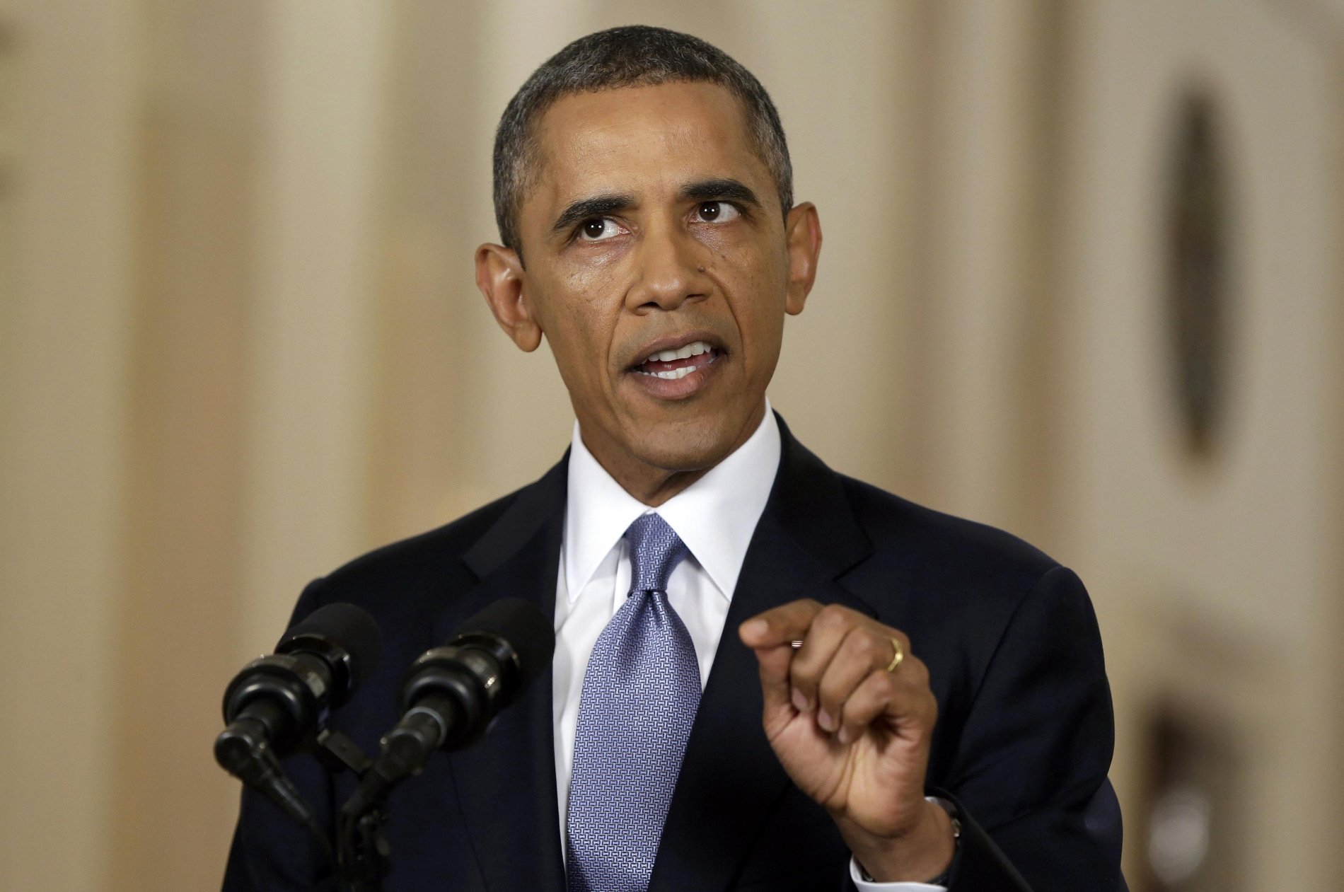 Barack Obama při televizním projevu k syrské krizi