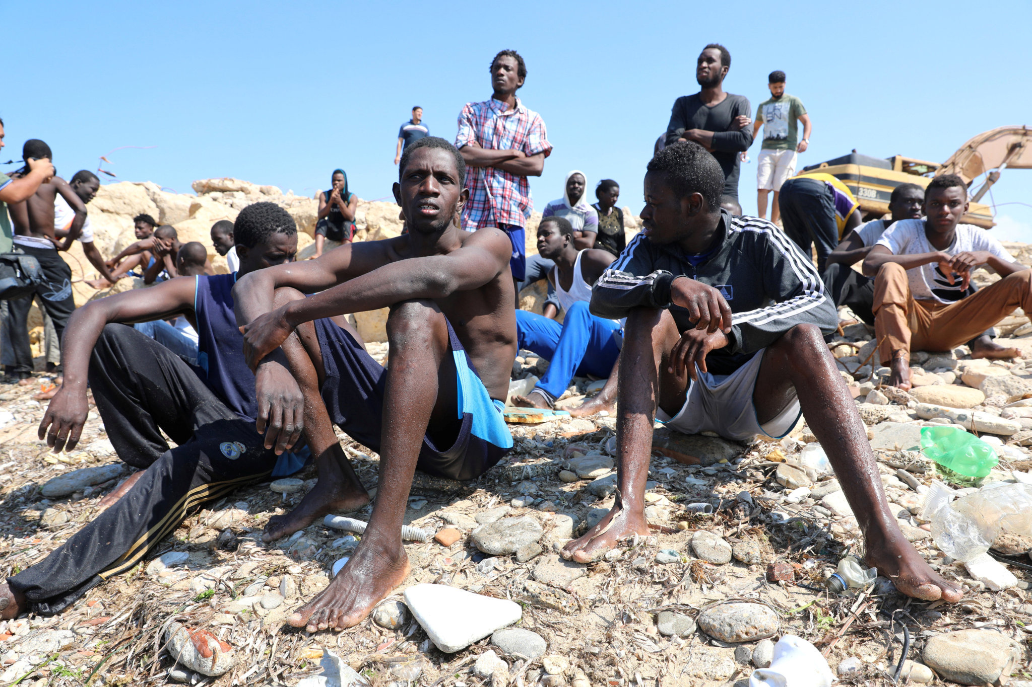 Migranti v Libyii; ilustrační foto
