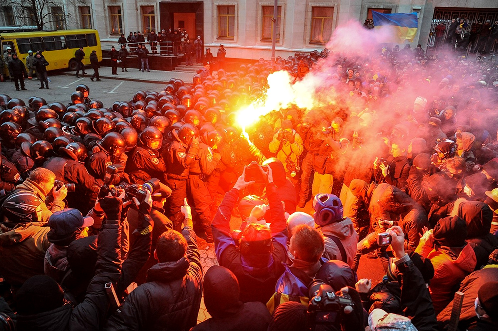 Demonstrace stoupenců ukrajinské opozice