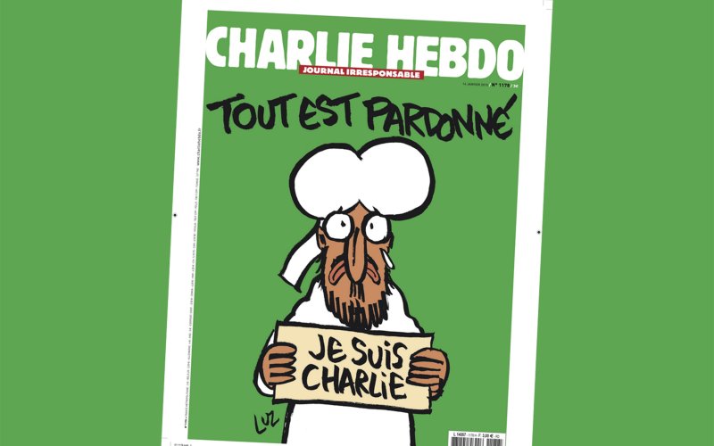 Nová obálka Charlie Hebdo týden po útoku.