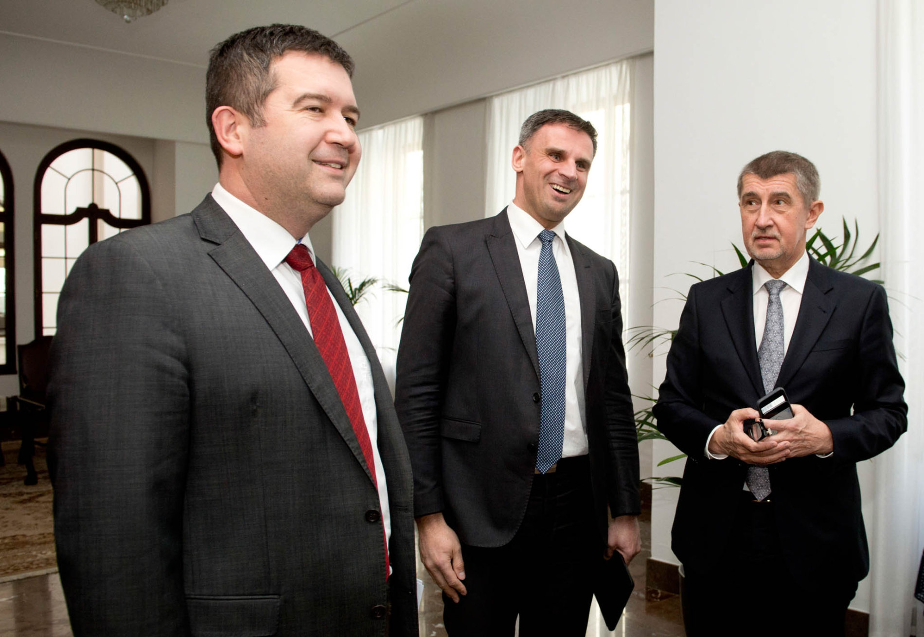 Andrej Babiš, Jan Hamáček a Jiří Zimola