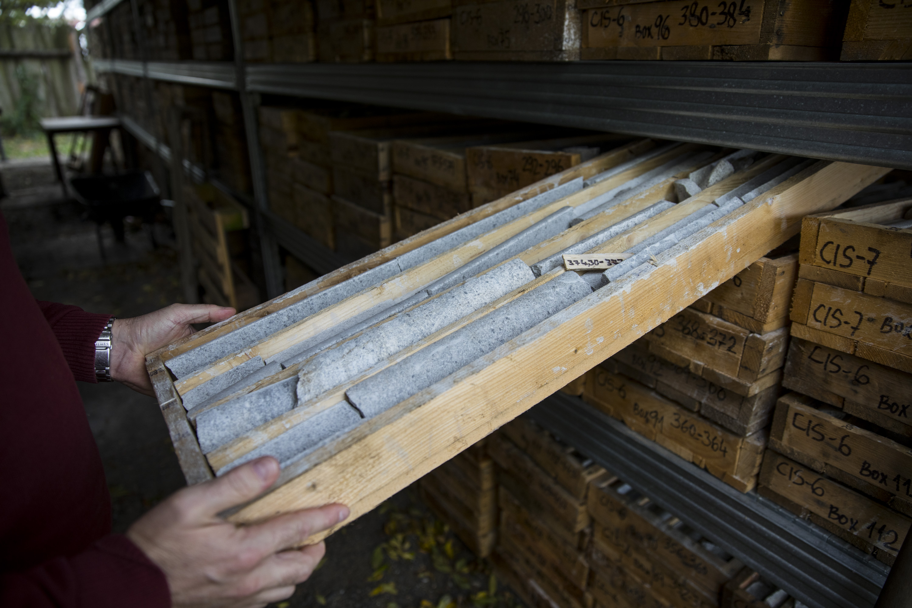 Archivované vzorky z geologického průzkumu pod Cínovcem