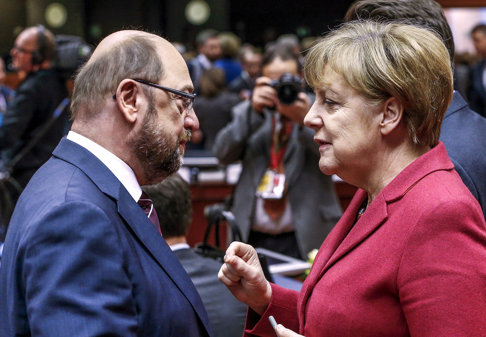 Martin Schulz a Angela Merkel