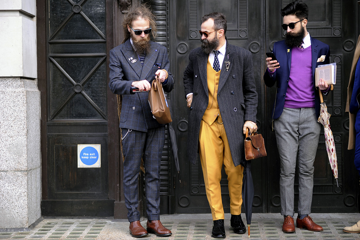 Mandatory Credit: Photo by Wayne Tippetts/REX (4376070s)
Street Style
London Fashion Collections Men
