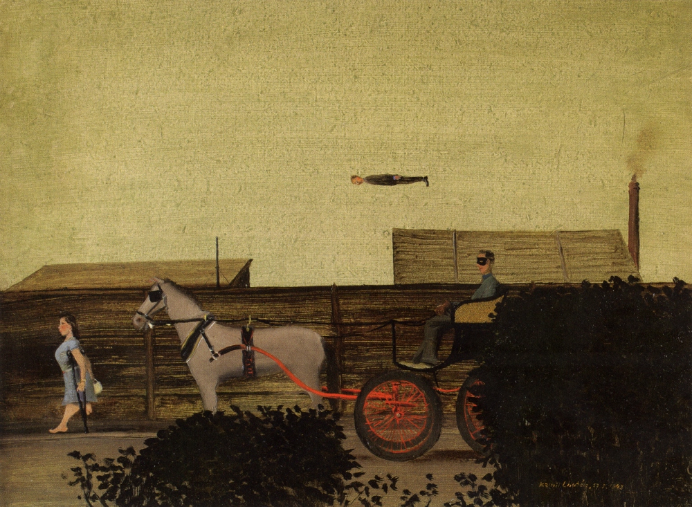 Nečekaná konfrontace. (Lhotákův Vlastní portrét s chimérou, 1943)