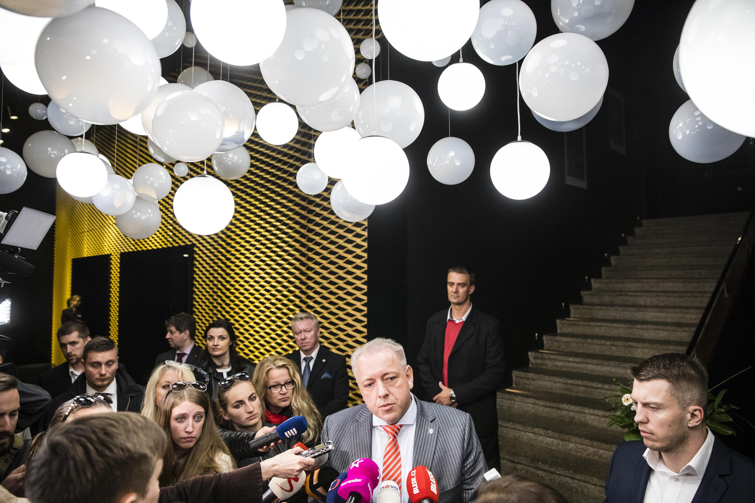 Milan Chovanec na tiskové konferenci v hotelu Imperiál, 10.5.2017
