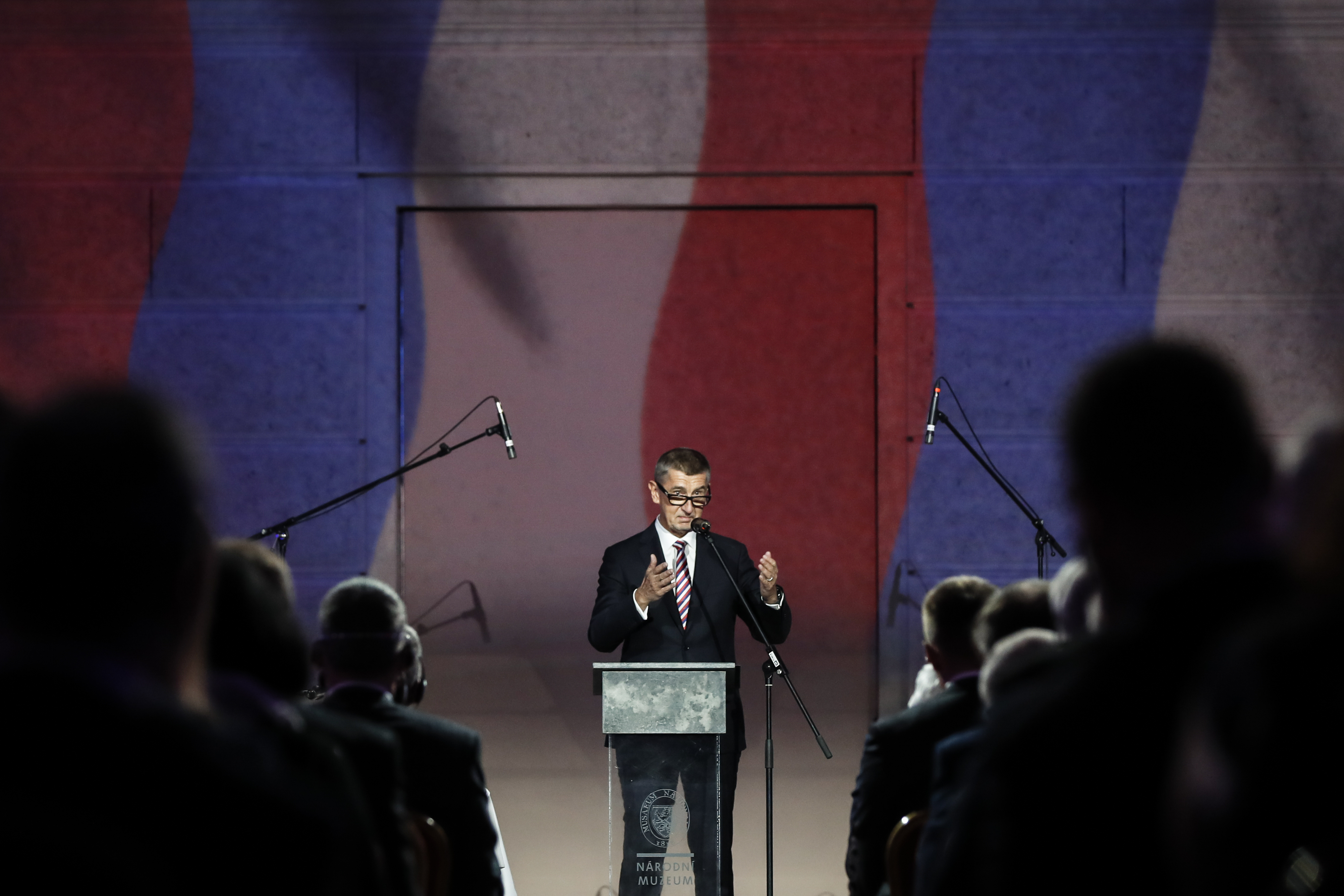 Andrej Babiš při projevu v Národním muzeu