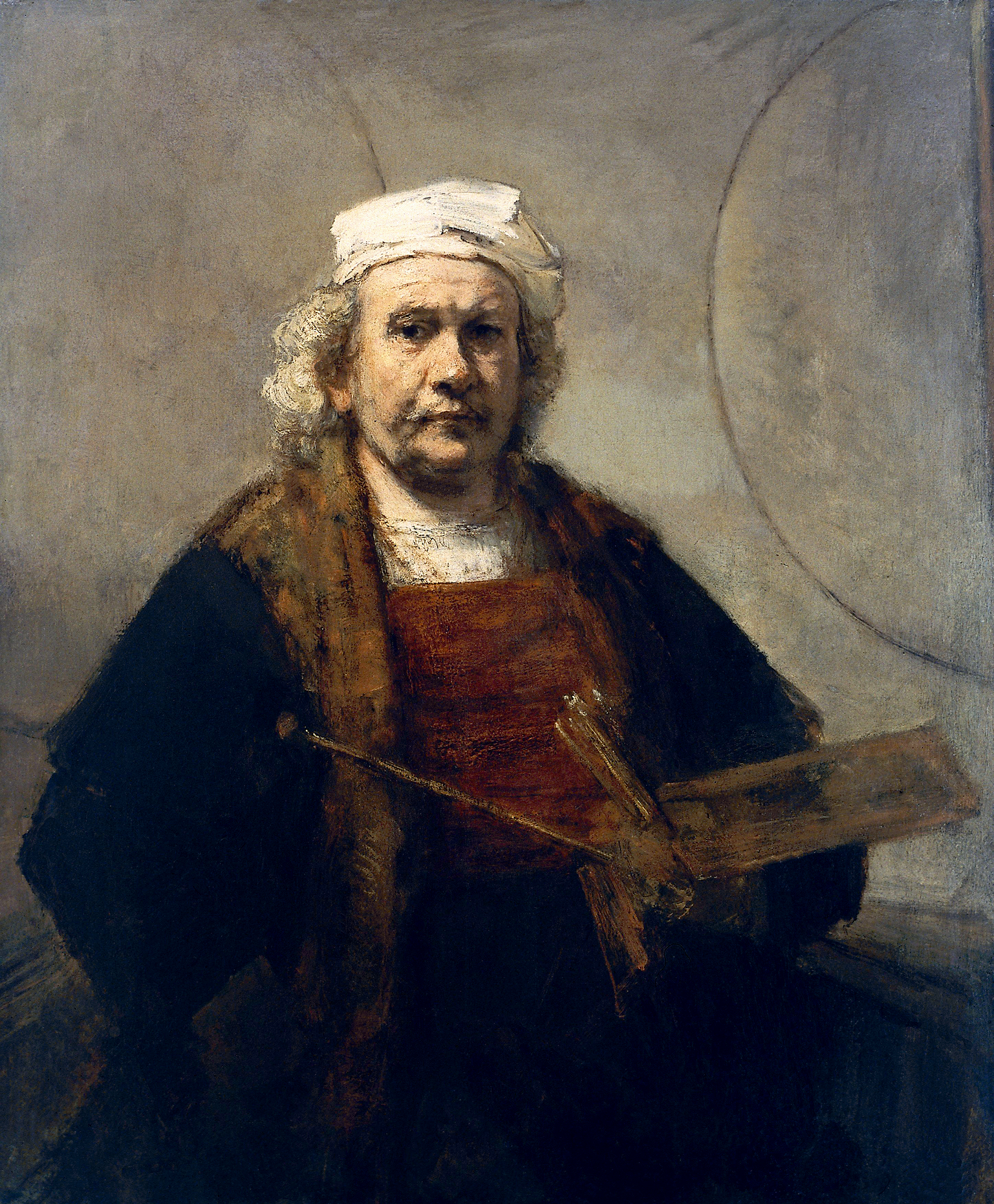 Autoportrét s dvěma kruhy. (1665–1669)