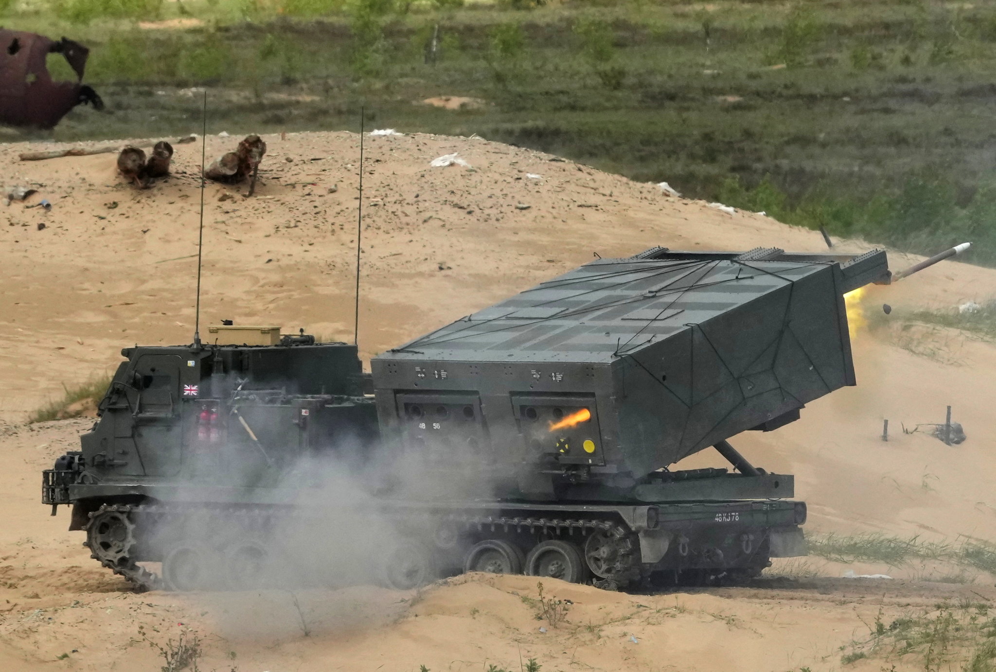 Raketomet M270 v britských barvách