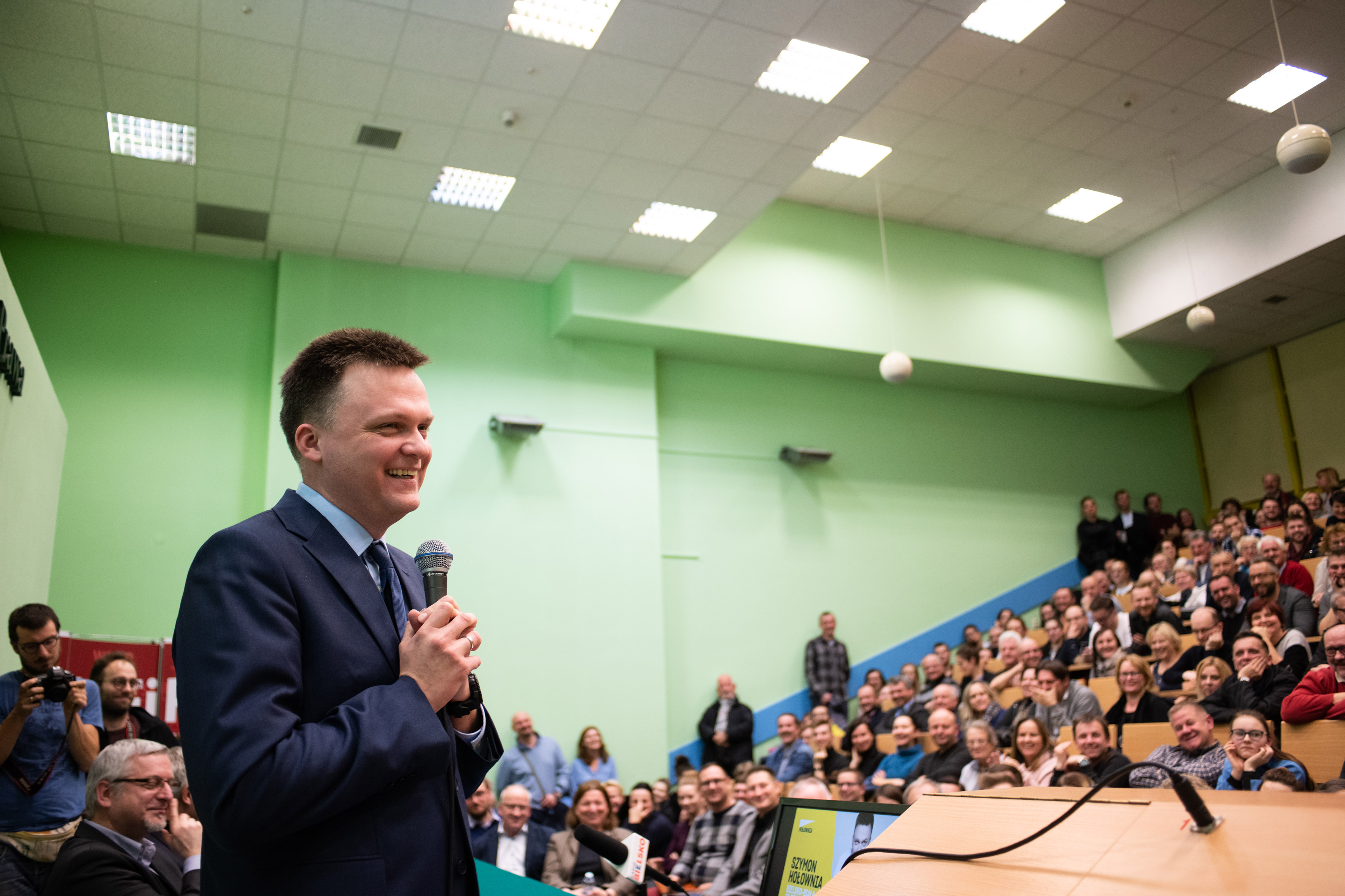 Kandidát na polského prezidenta Szymon Holownia, Bielsko-Biala, leden 2020