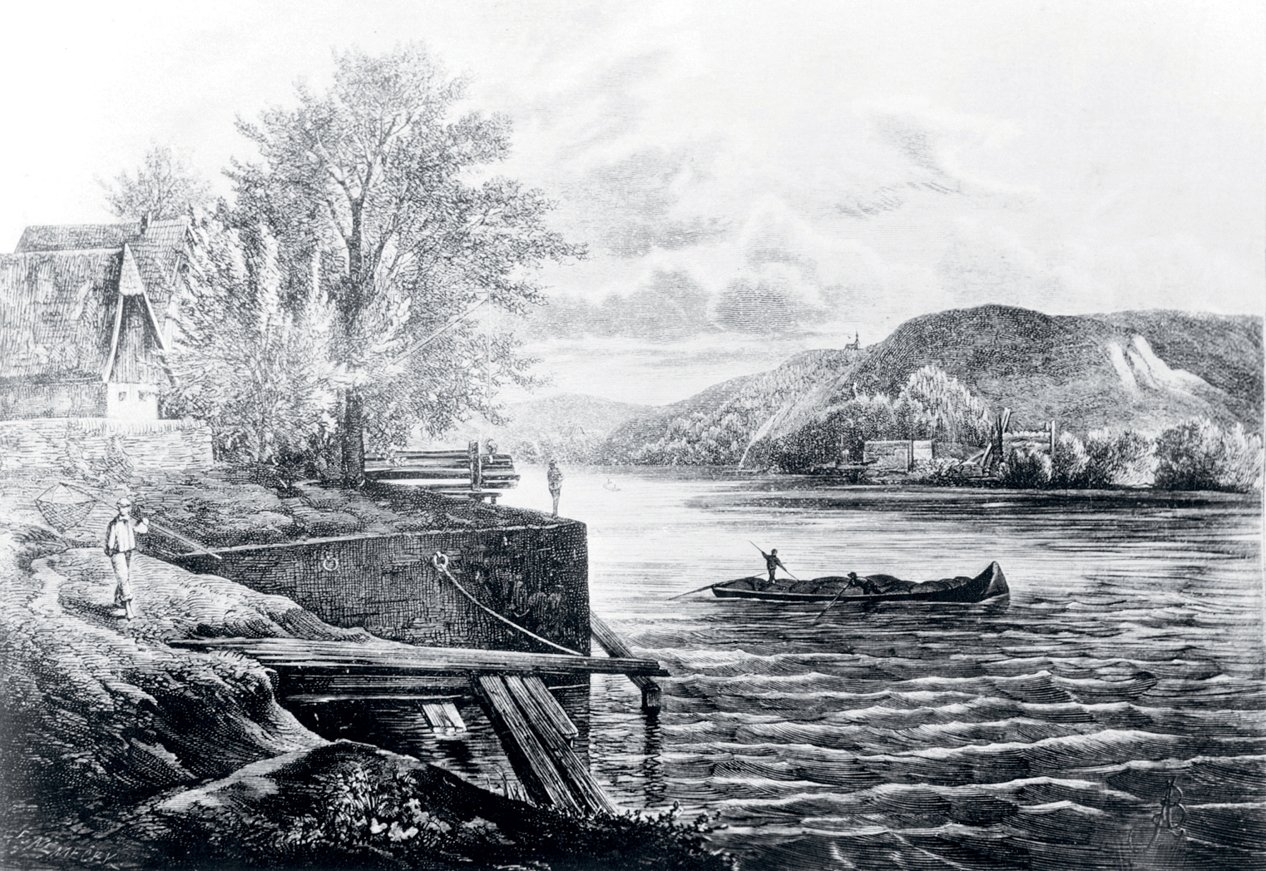 Vidět řeku geologickýma očima. (Vojtěch Bechler, Pražské Podskalí, 1850)