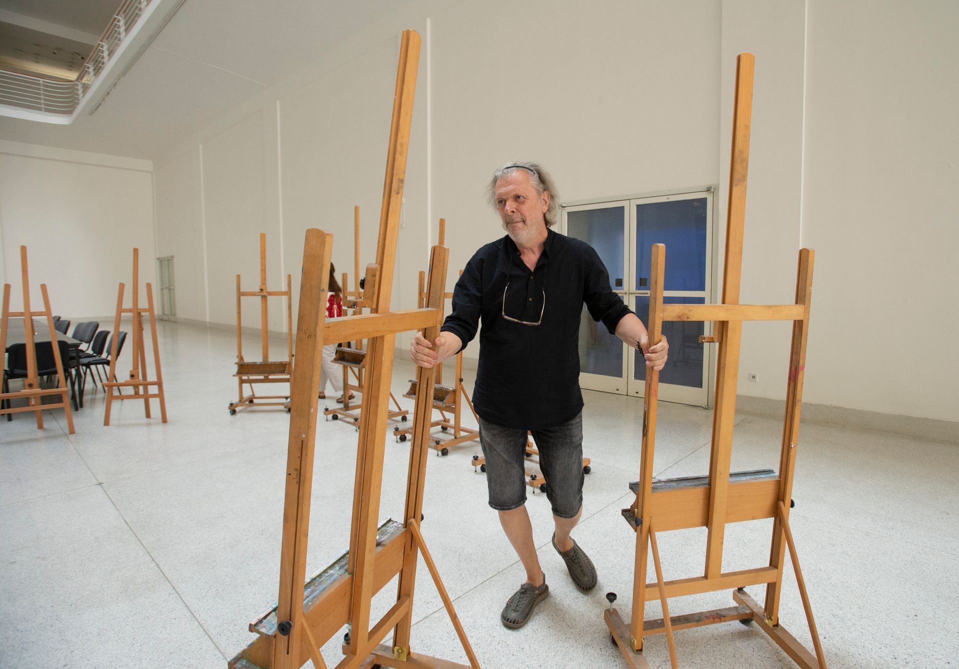 Jiří David při intervenci ve Veletržním paláci