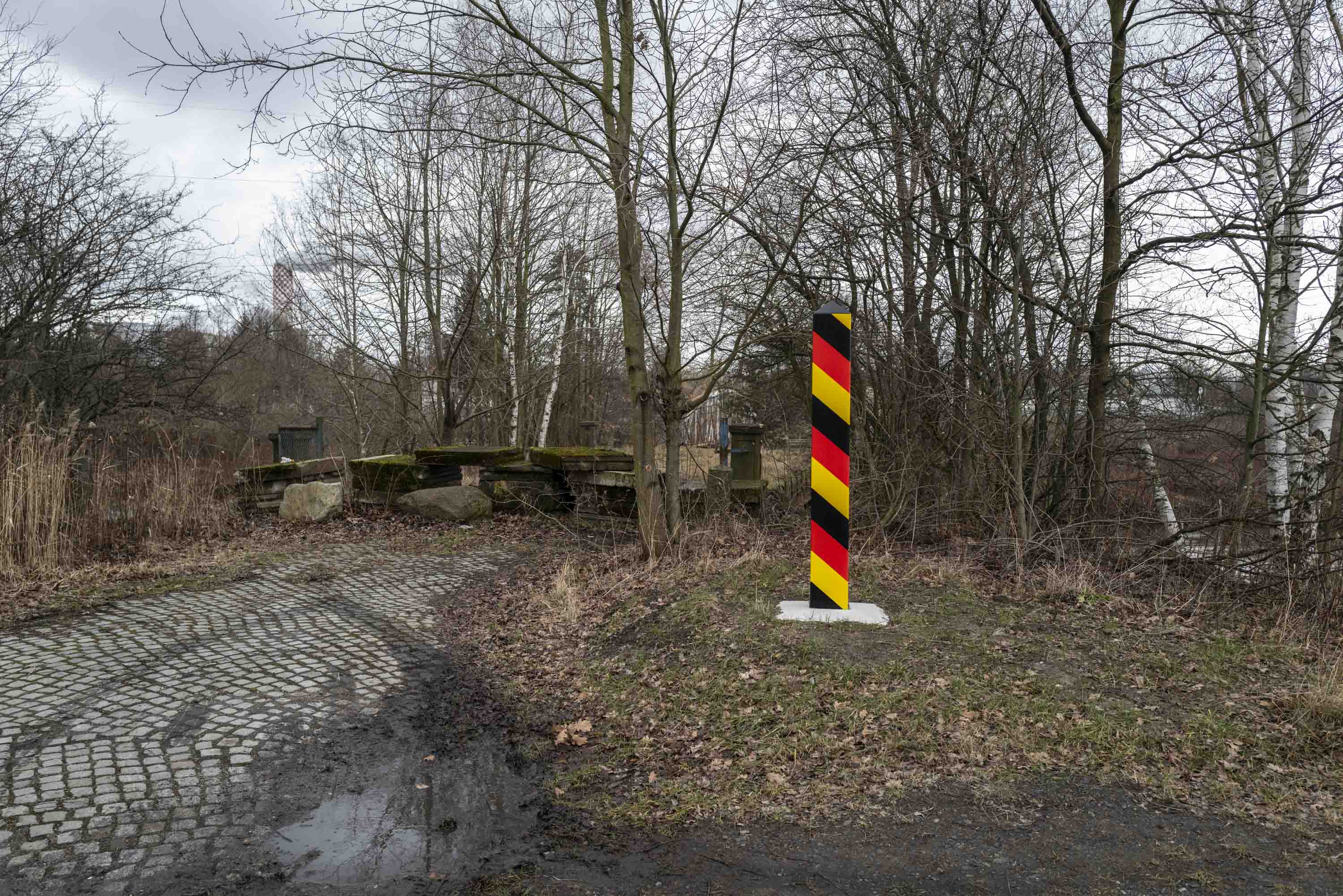 Německo-polská hranice poblíž městečka Hirschfelde.