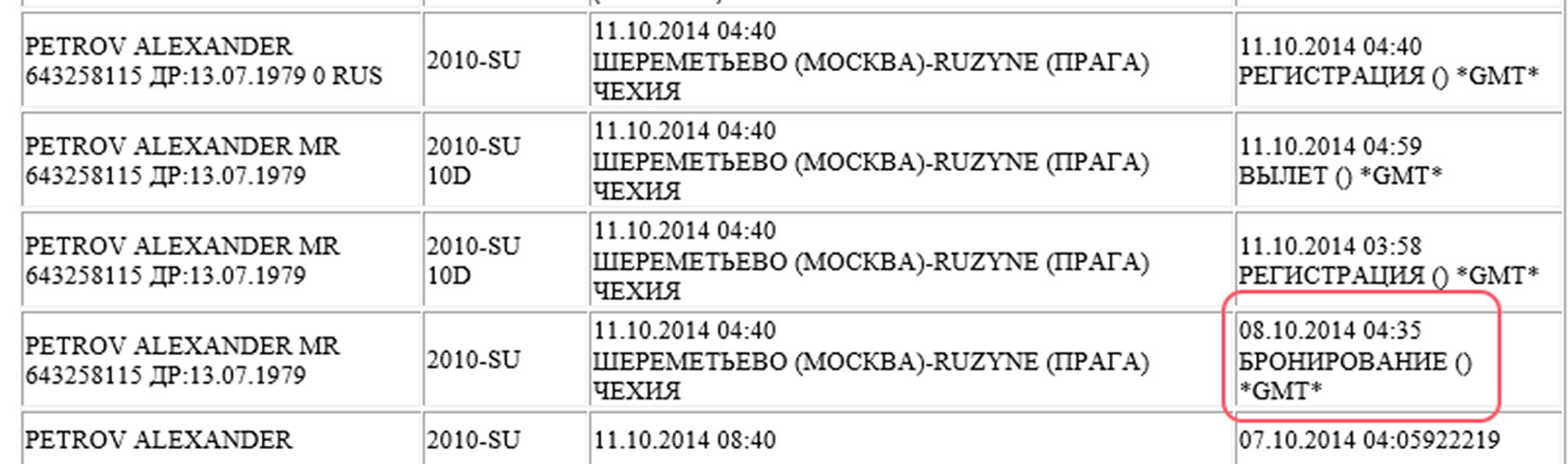 Když nevyjde odkup, rezervujte letenky.  (Rezervace letu agenta Čepigy do Prahy, 8. října 2014)