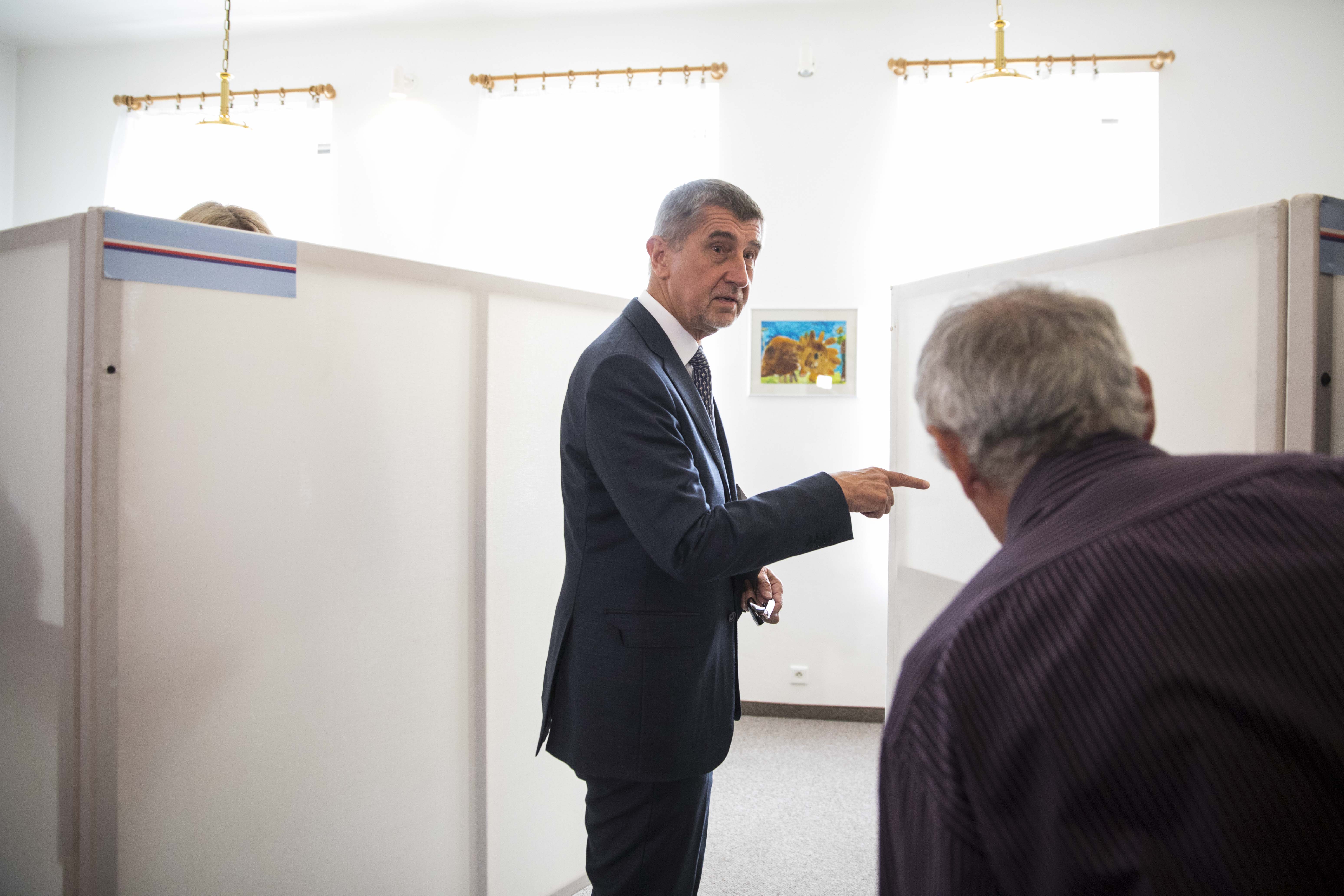 Andrej Babiš u voleb, Pruhonice, 20.10.2017
