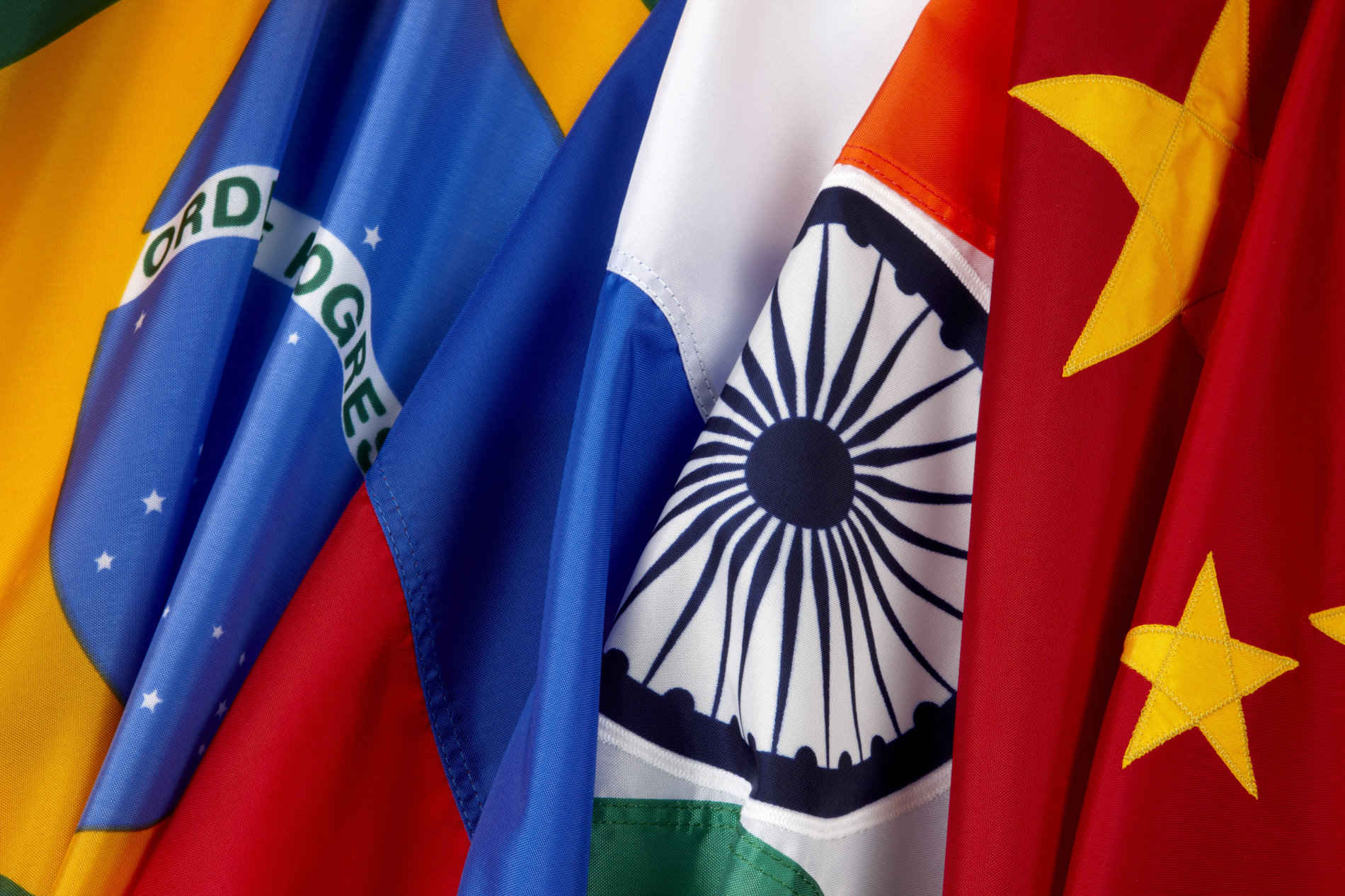 Vlajky států BRICS.