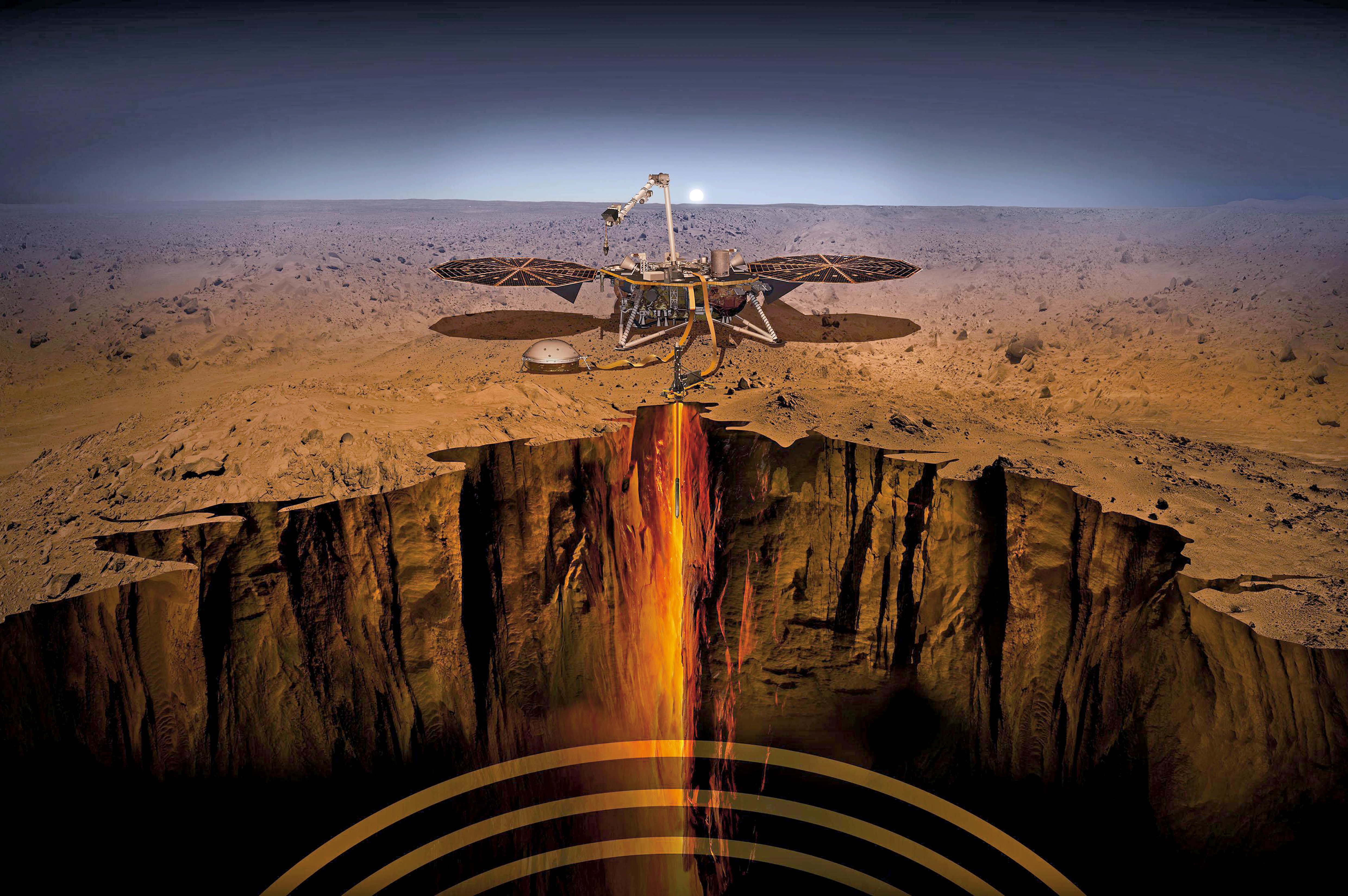 Sonda InSight v představě počítačového grafika