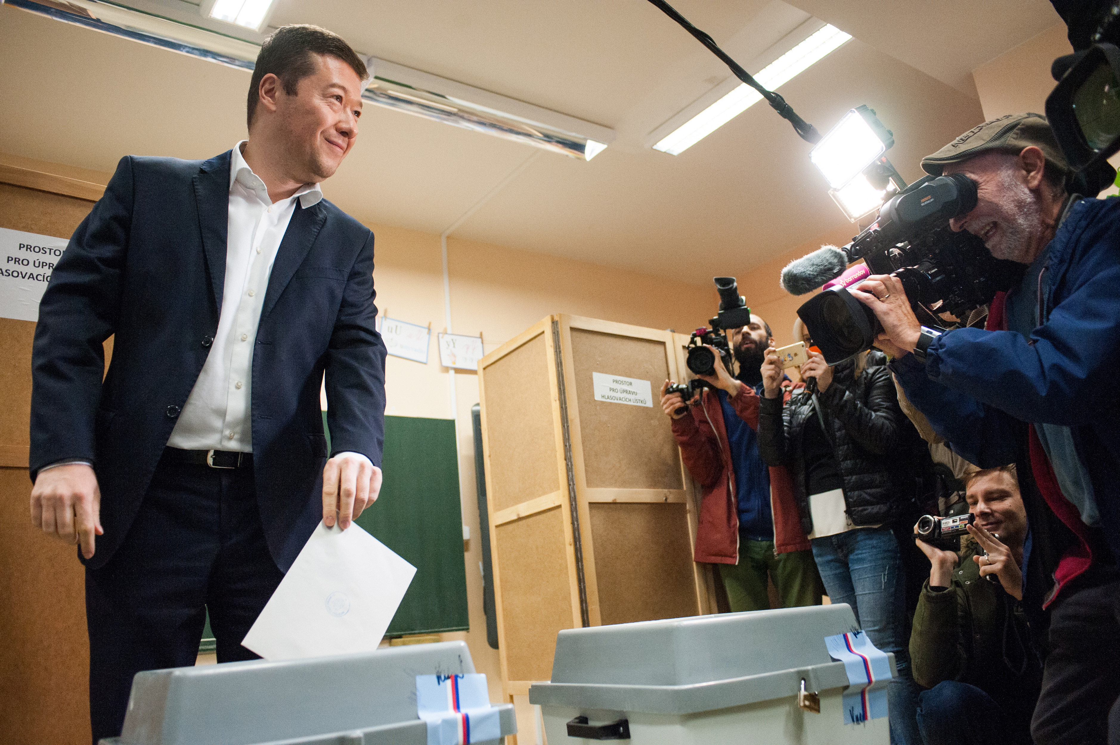 Tomio Okamura u voleb, 20.10.2017