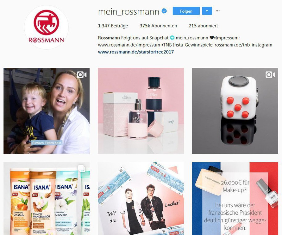 Instagramový účet řetězce Rossmann; ilustrační foto