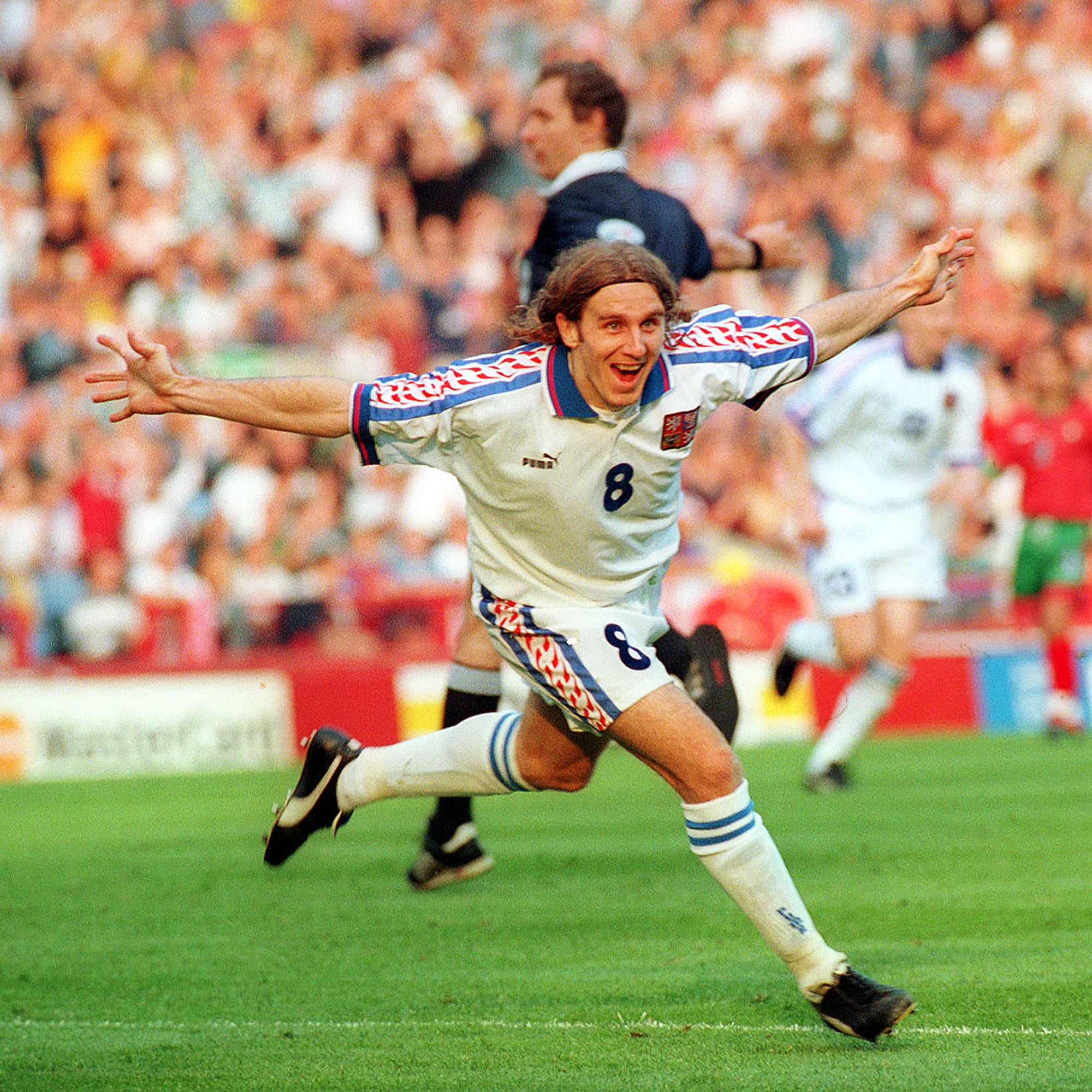 Karel Poborský při zápase s Portugalskem, Euro 1996