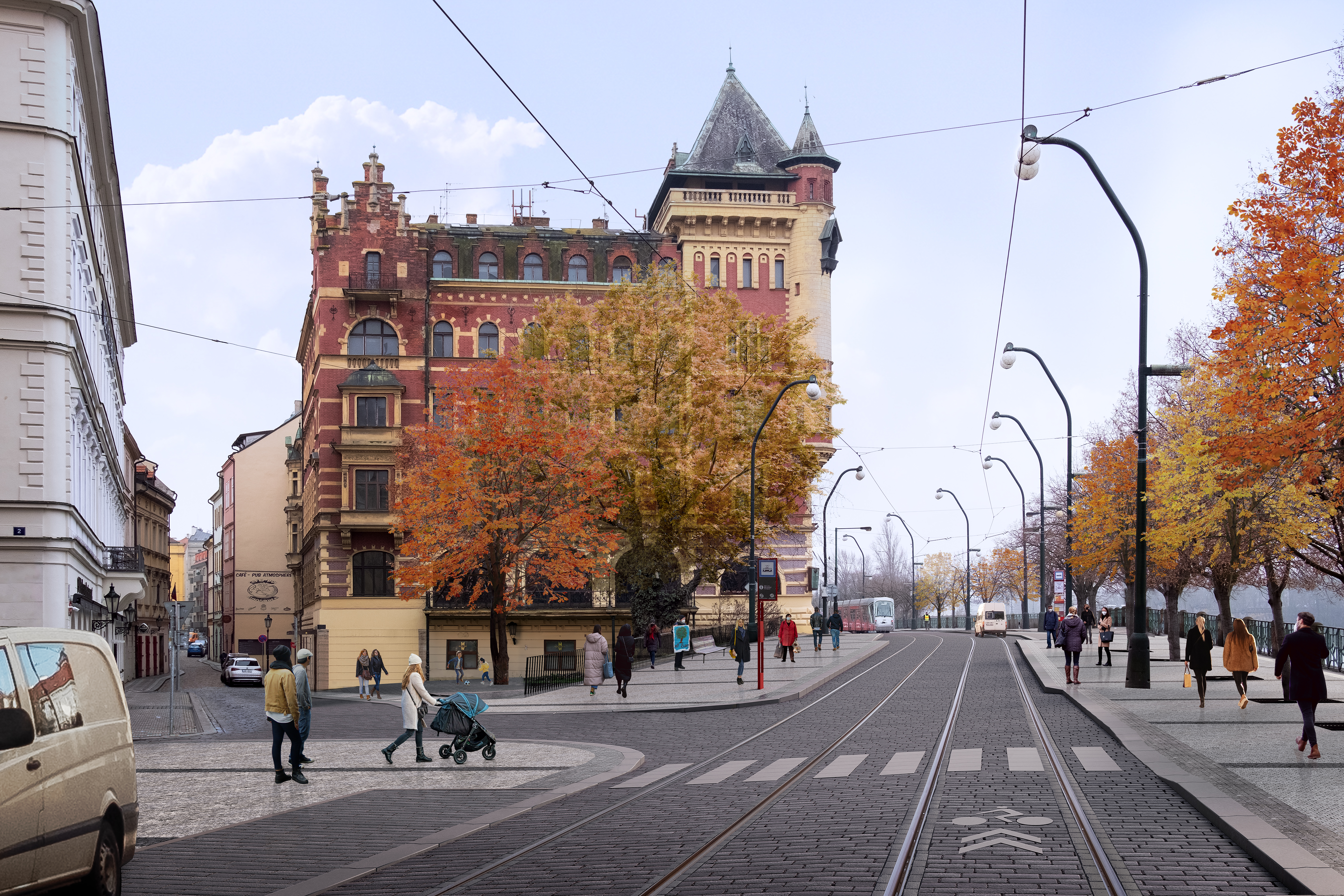 Vizualizace chystaných dopravních změn na nábřežích v centru Prahy: Karlovy lázně