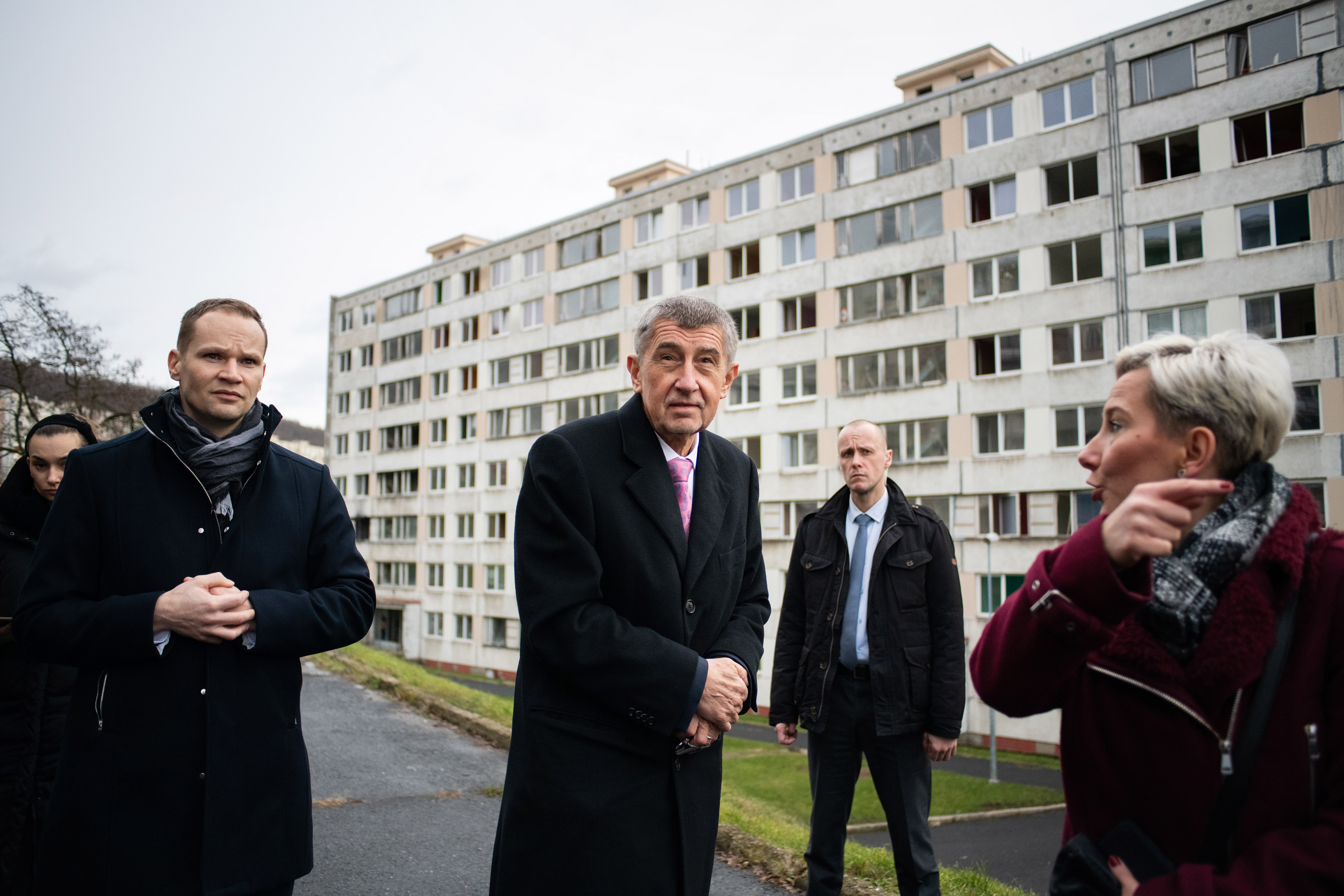 Andrej Babiš na sídlišti Janov, leden 2020